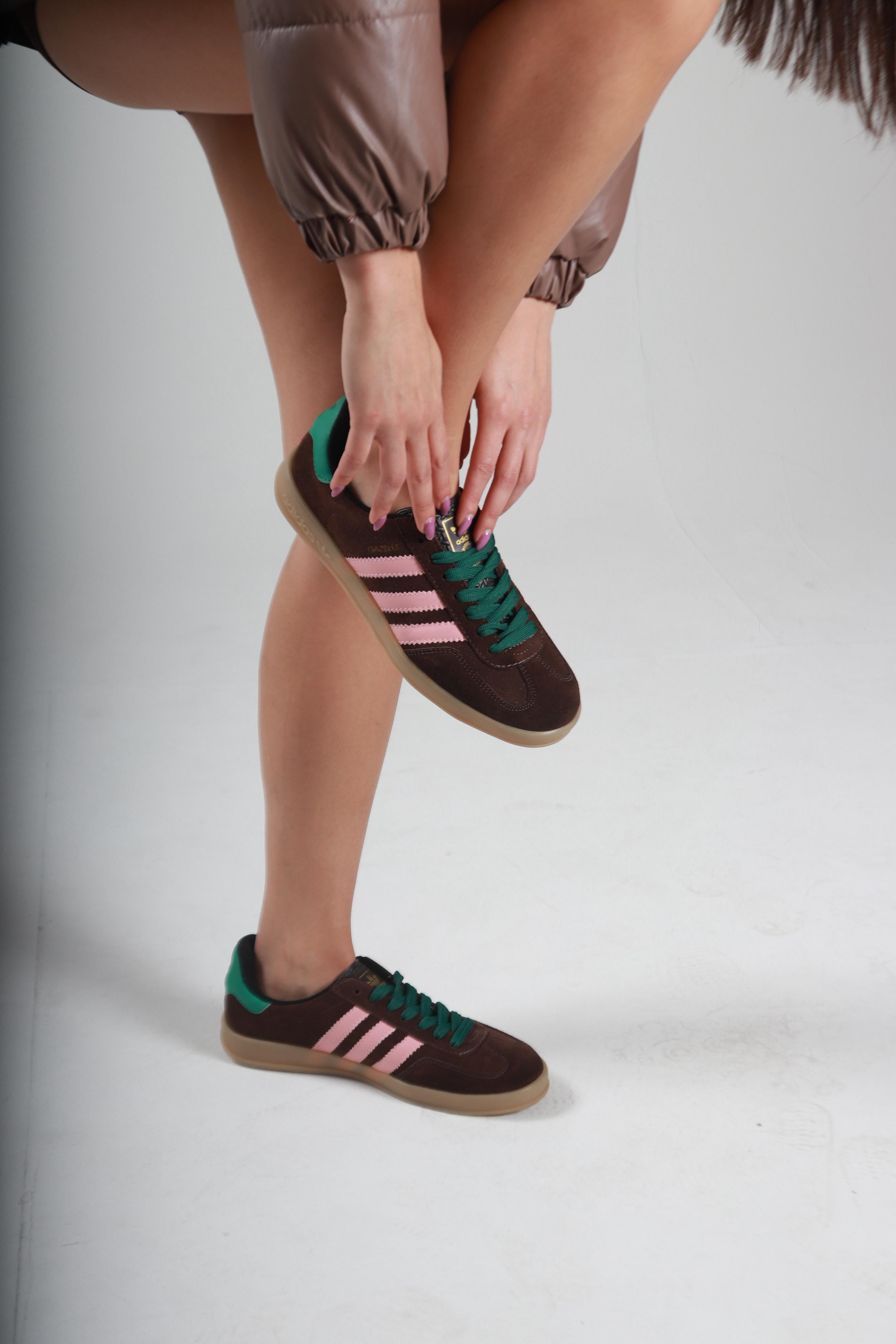 Adidas Gazelle marrom com verde-couro